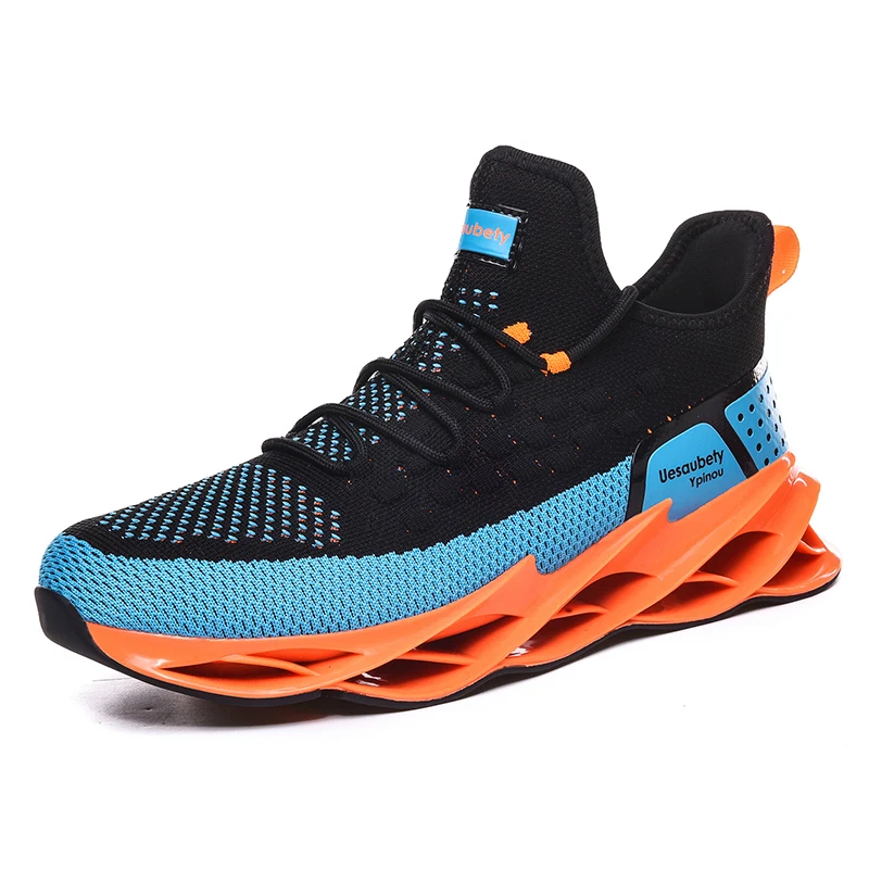 

hot style tpu anti-Slippery outsole breathable upper fashion running sport shoes for men good quality oem service good quality, Black-orange
