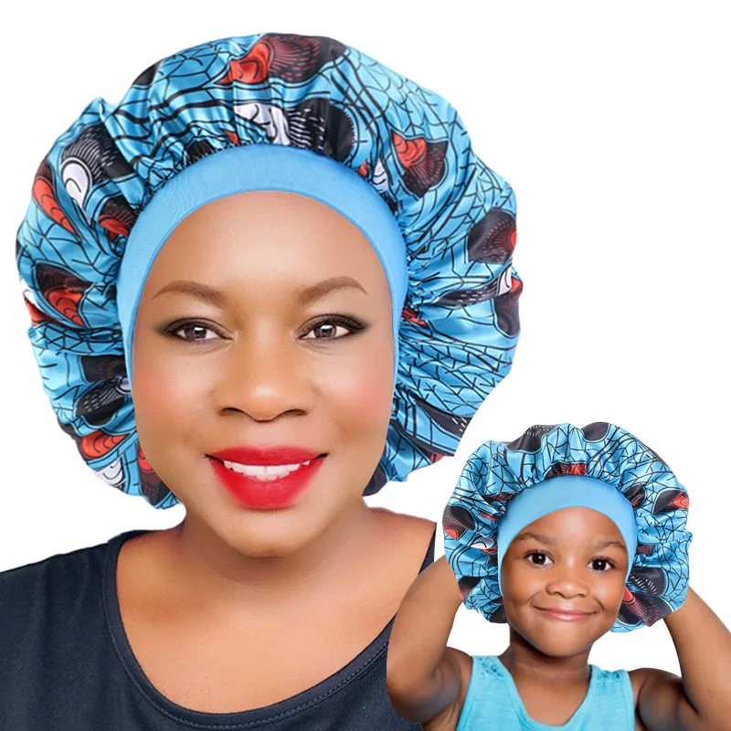 

Fashion Mommy Lovely Kids Matching Print 2pc Set Mother And Me Sleep Night Bonnet Bonnet Cap Set