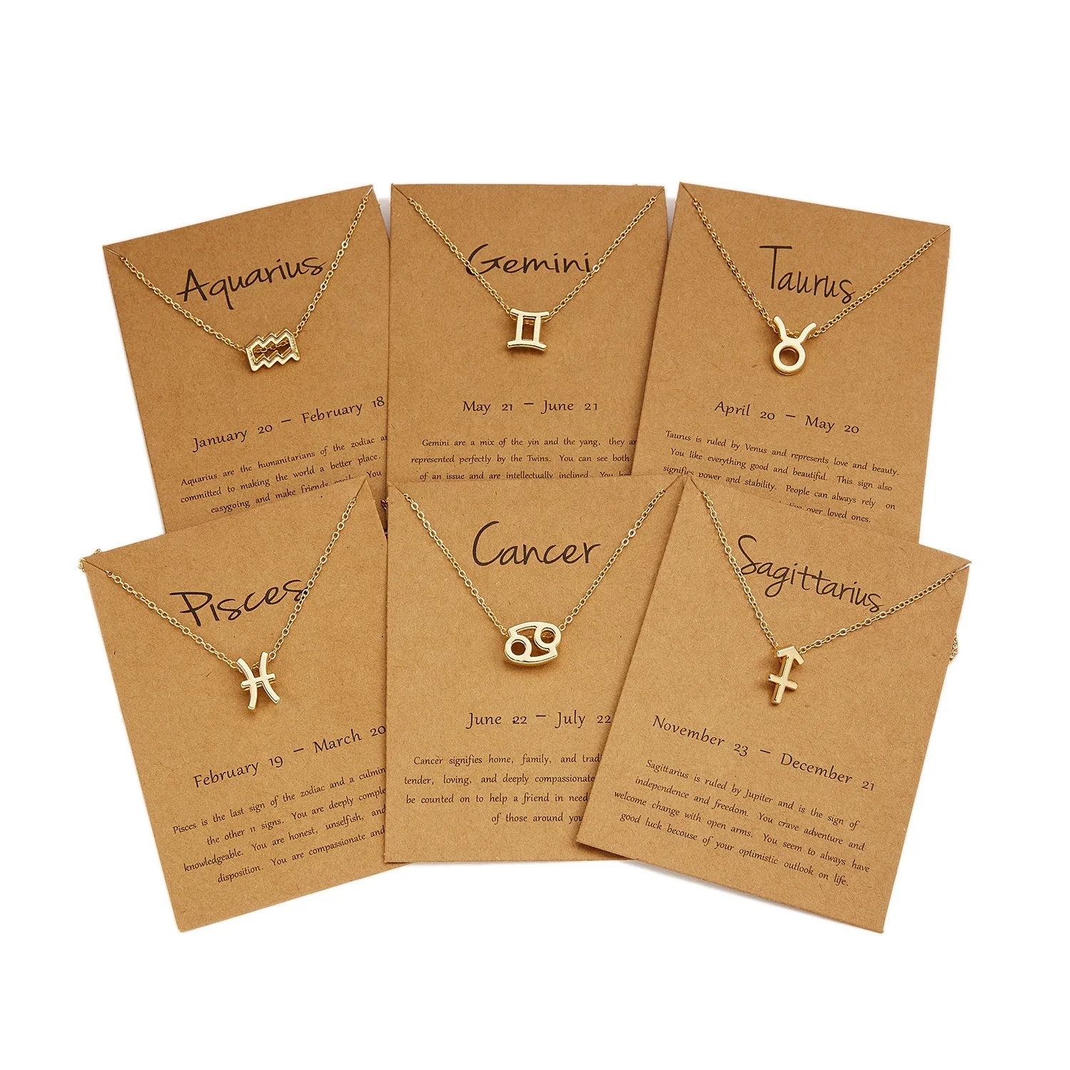 

Personality Symbol Version Aquarius Pendant Paper Card Aquarius Necklace Female Collarbone Chain, Gold color