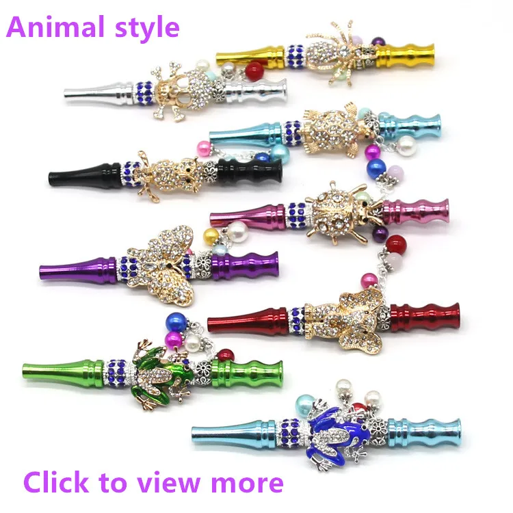 

50%off Diamond Jewelry Metal Hookah animal design Smoking Mouth Tips Cigarette Holder Blunt hookah tips, Gold