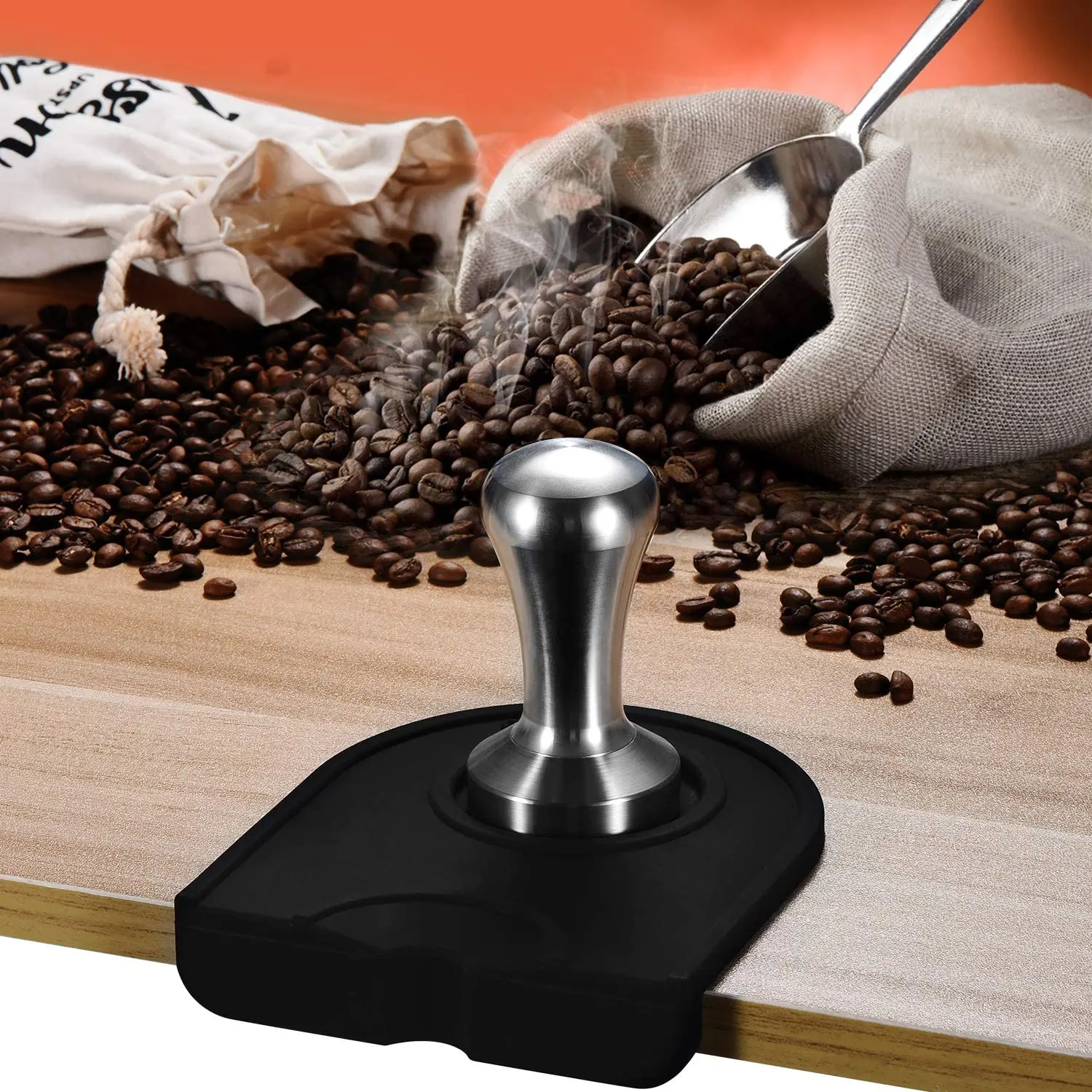 

High Quality Silicone Espresso Tamper Mat Coffee Tampering Corner Mat Made For Baristas With Non-slippery Food Safe Silicone, Black