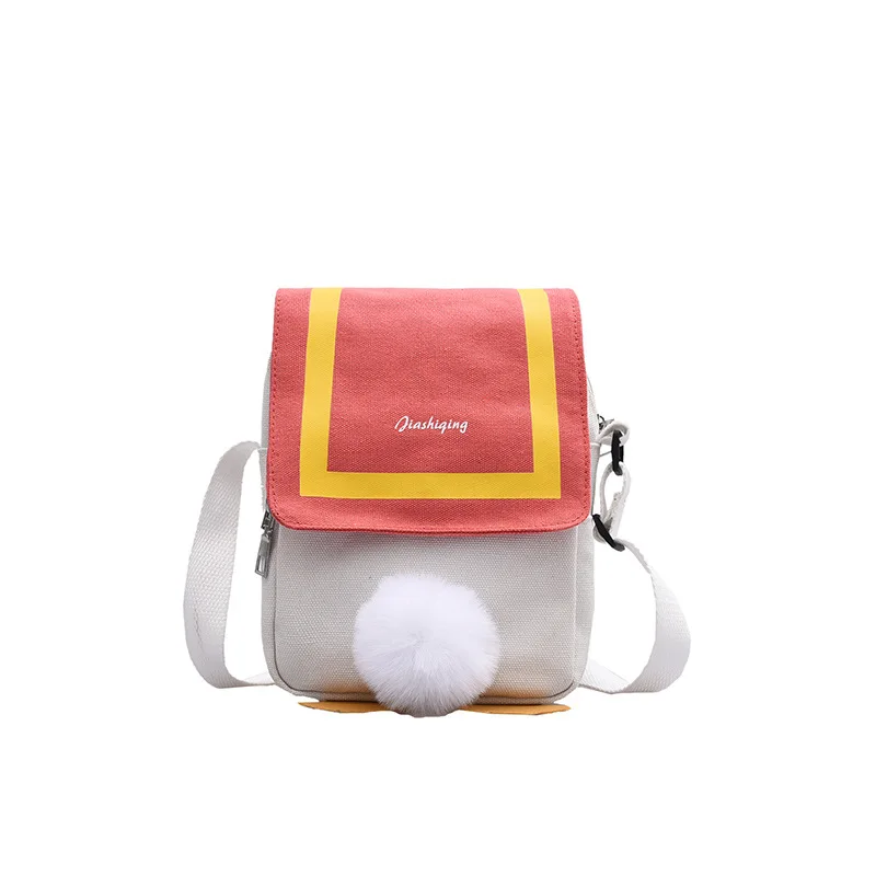 

Japanese Style Cute Canvas Donald Duck Butt Bag Female Contrast Color Student Diagonal Shoulder Bag