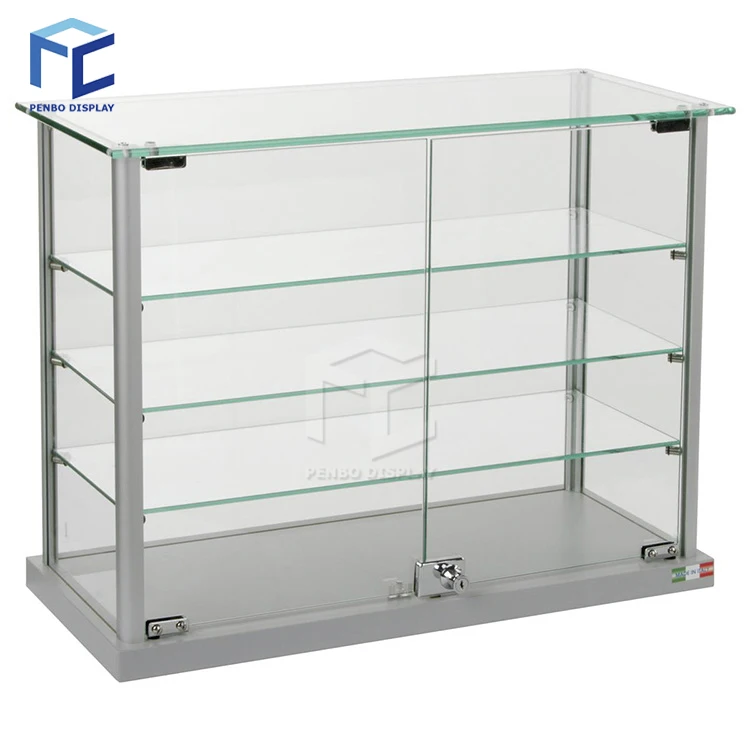 
Guangdong supplier square black aluminum frame sliding door linked glass showcase with led strip 