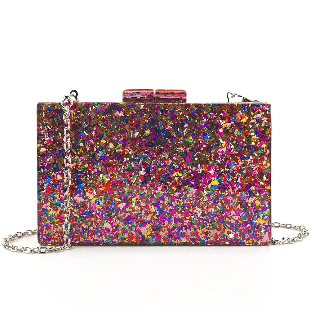 

Luxury Ladies Evening Bags Good Quality Acrylic Bag Women Colorful Square Box Bag Shoulder Chain Bag Wholesale