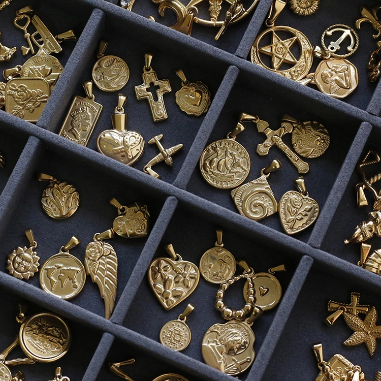 

European bracelet pendant charms stainless steel Versatile pendant necklace gold charms for jewelry making, Optional as picture,or customized