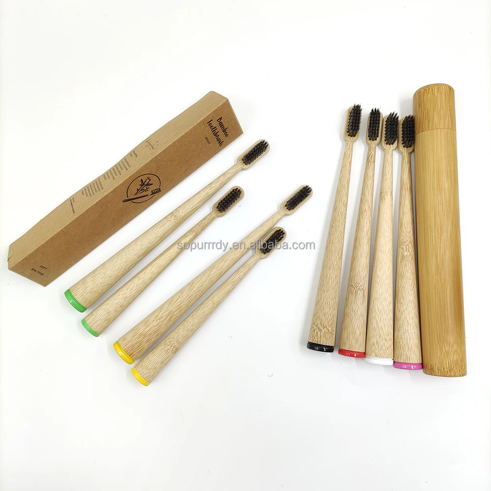 

Sopurrrdy Eco-Friendly Bamboo Biodegradable Adult Toothbrush With Soft Charcoal Bristles Vegan Product BPA Free Zero Waste, Customized color