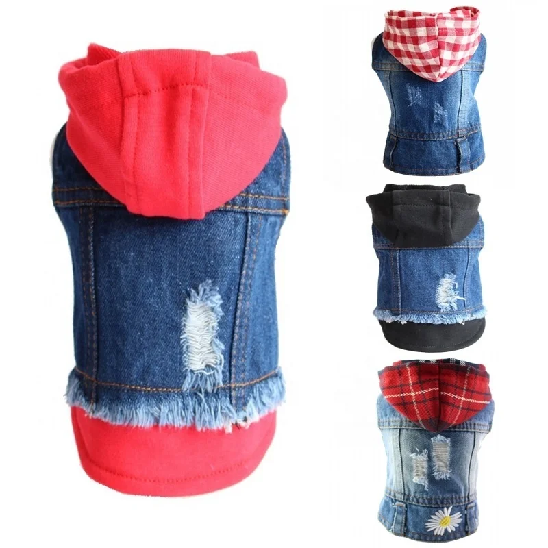 

Fashion Hooded Dog Jeans Jacket Pet Clothes for Small Dogs Puppy