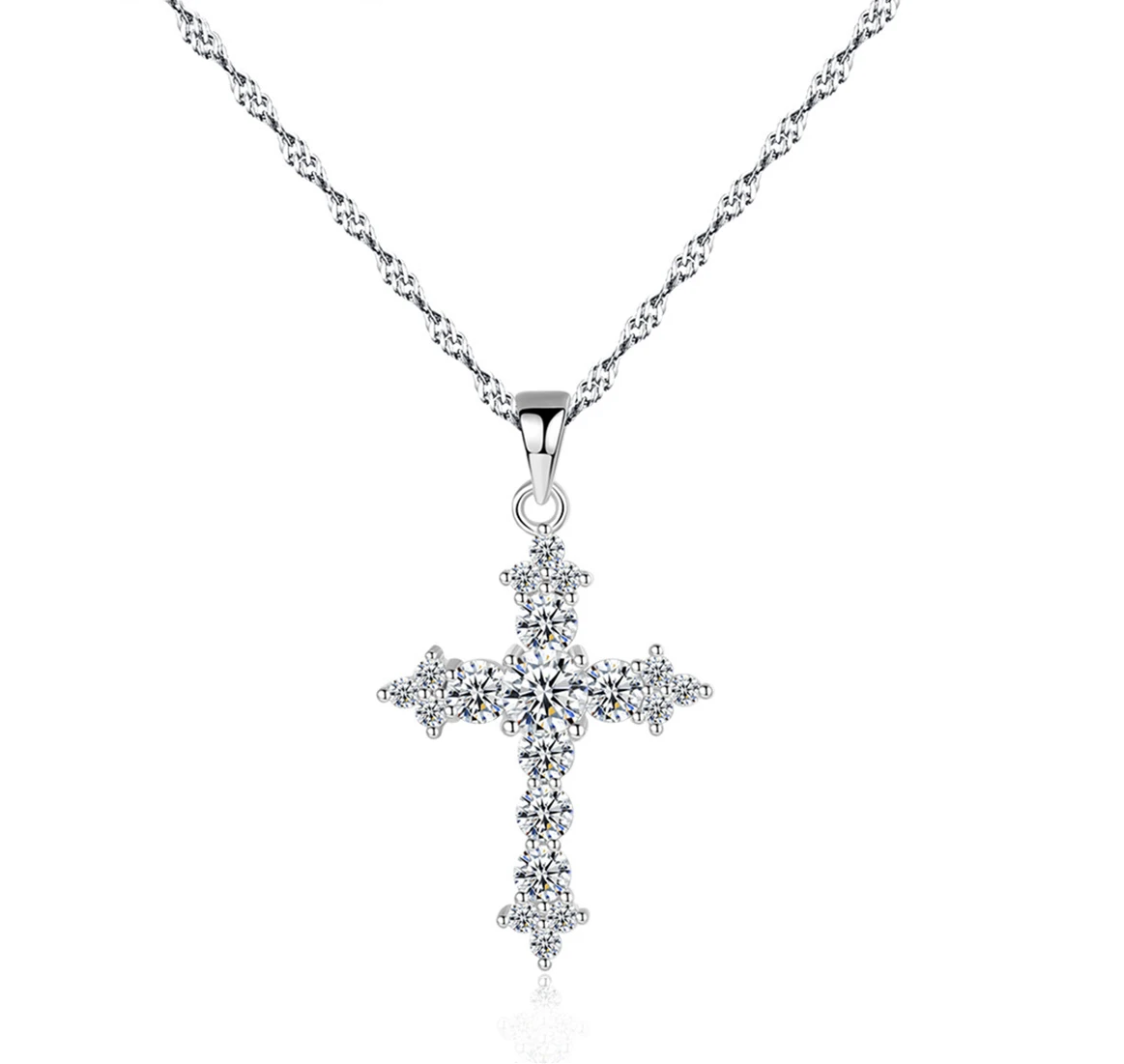 

Daidan Twisted Chain Sterling Silver Pendant Cubic Zirconia Jewelry Womens Dainty Cross Necklaces