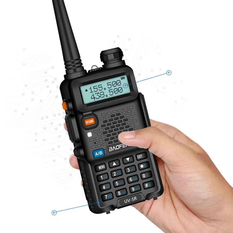 

BAOFENG UV 5R Walkie Talkie Dual Band 136 174&400 520MHz Handheld Communicator Transmitter Amateur Ham Two Way Radio UV5R & Bag, Black