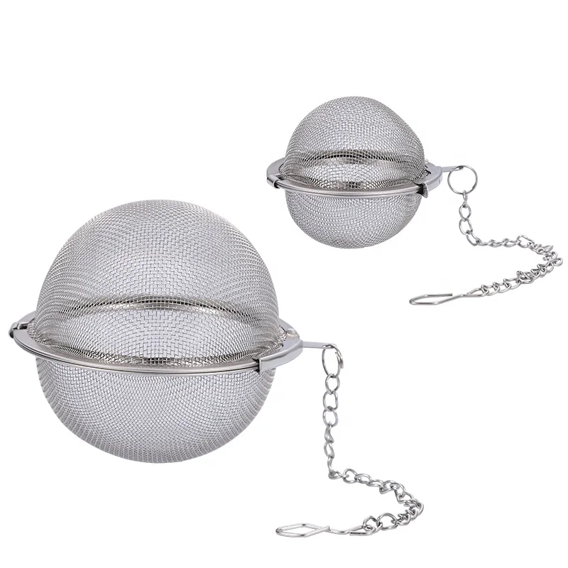 

Hot sale spice mesh ball tea infuser locking stainless steel tea strainer, Silver