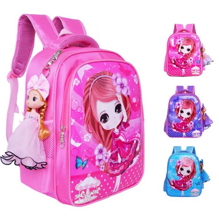 

Wholesale Primary School Printing Nylon Backpack School Bags For Girls, Pink purple blue