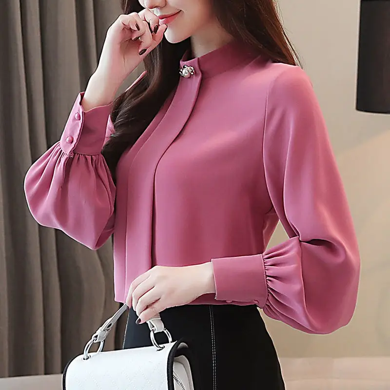 

Popular Large Size Chiffon Long Sleeve Office Formal Loose Blouse For Women