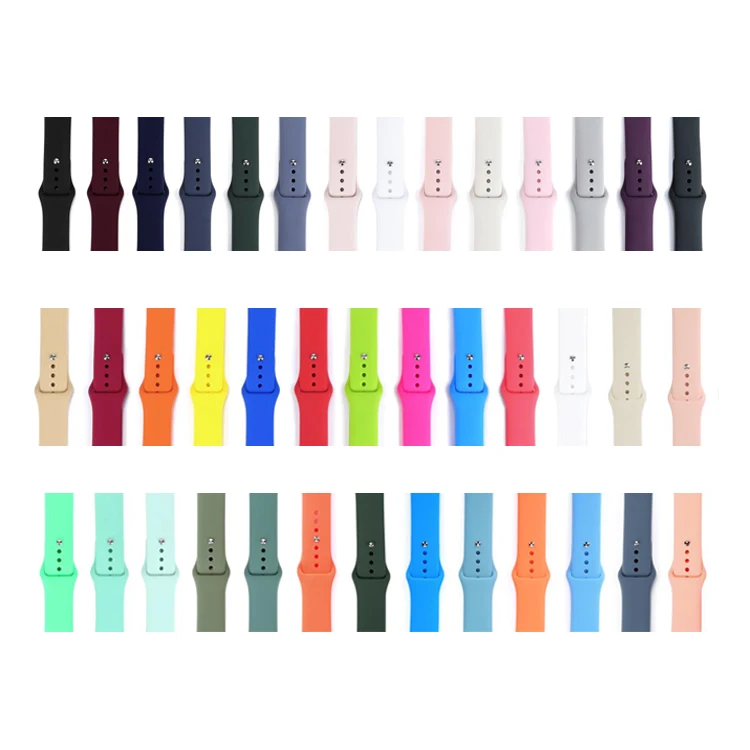 

Silicone replacement band strap for Apple Watch band series 7 6 5 4 3 se for iwatch band Sport Strap For iWatch Accessories, 51 colors