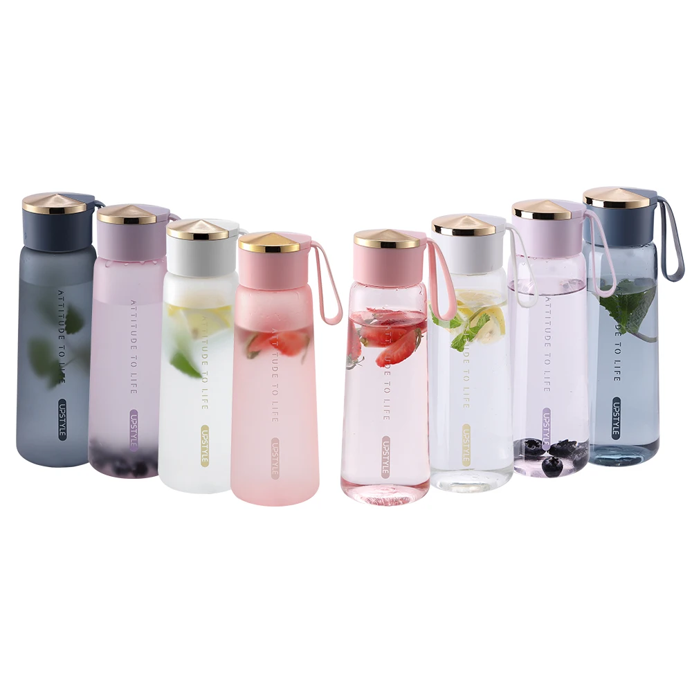 

Wholesale Customize 15oz Travel Fruit Metal Lid Frosted Clear Juice Empty Plastic Drinking Water Bottles Prices, 7 colors