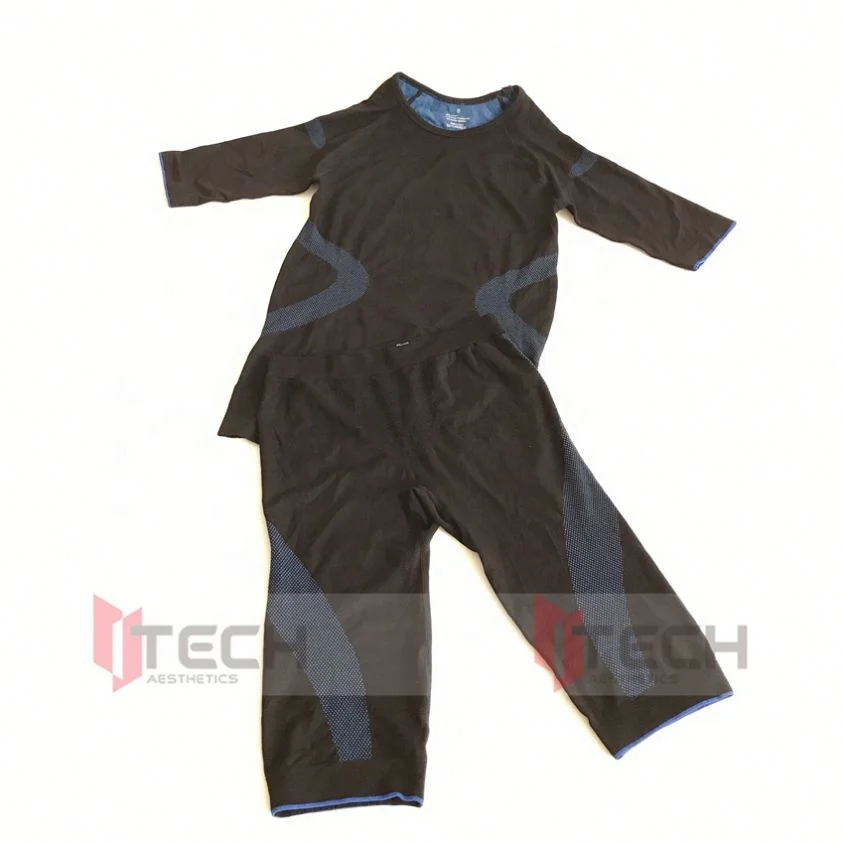 

miha bodytech suit ems training suit for wireless tens ems xbody ems machine price, Black with blue stitching