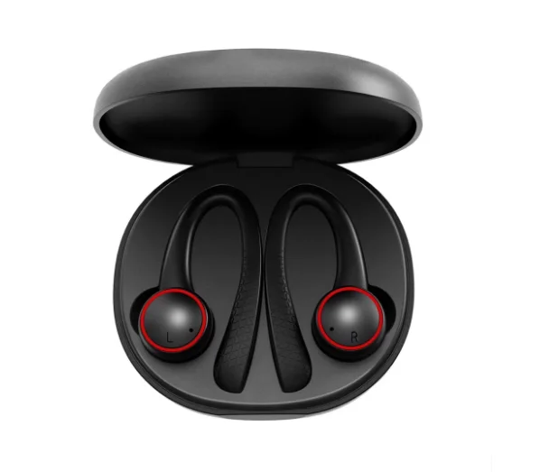 

True Wireless Mini earphones Stereo Sports Earbuds automatic connect with Charging Case, Black;red;green