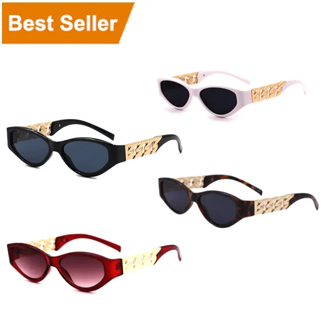 

2021 VIFF HP18739 Gold Metal Chain Glasses Kim Kardashian Beyonce Lunettes Gafa de Sol Vintage Hip Hop Sunglasses, Oem