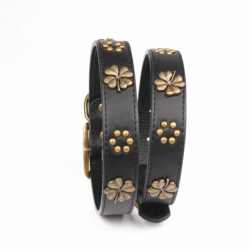 

New Leather Pet Collar Rivet Jeweled Dog Collar Metal Clasp Adjustable Pet Collars for Dogs Pet Accessories