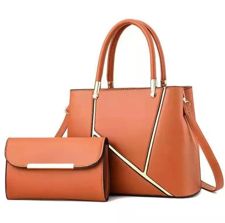 

Metallic lines PU Handbag 2pcs Set 2021051704