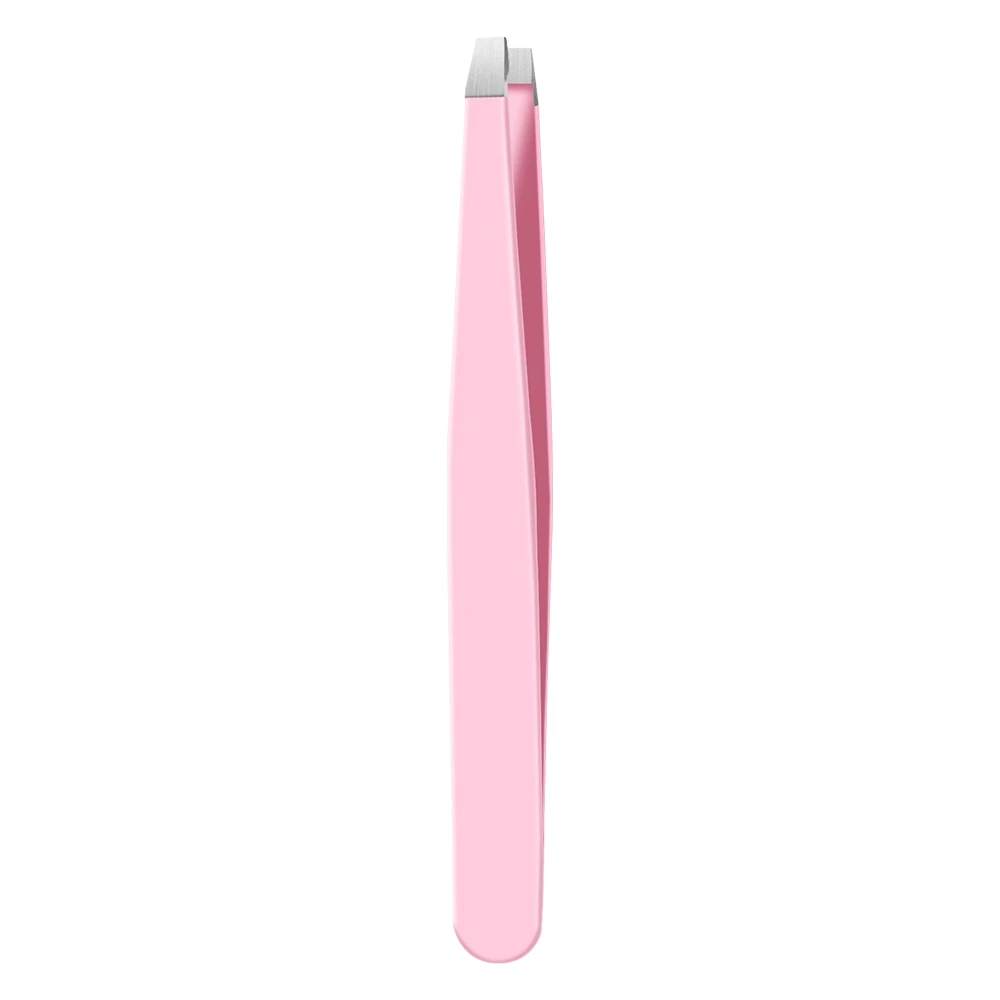 

Private Label Stainless Steel Custom Eyebrow Trimmer Slanted Tip Pink Tweezers For Hair Plucking