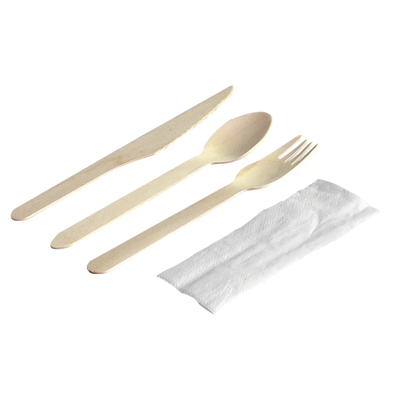 

Wrapped kraft Biodegradable Cutlery Disposable Cornstarch Bamboo fork knife spoon wooden