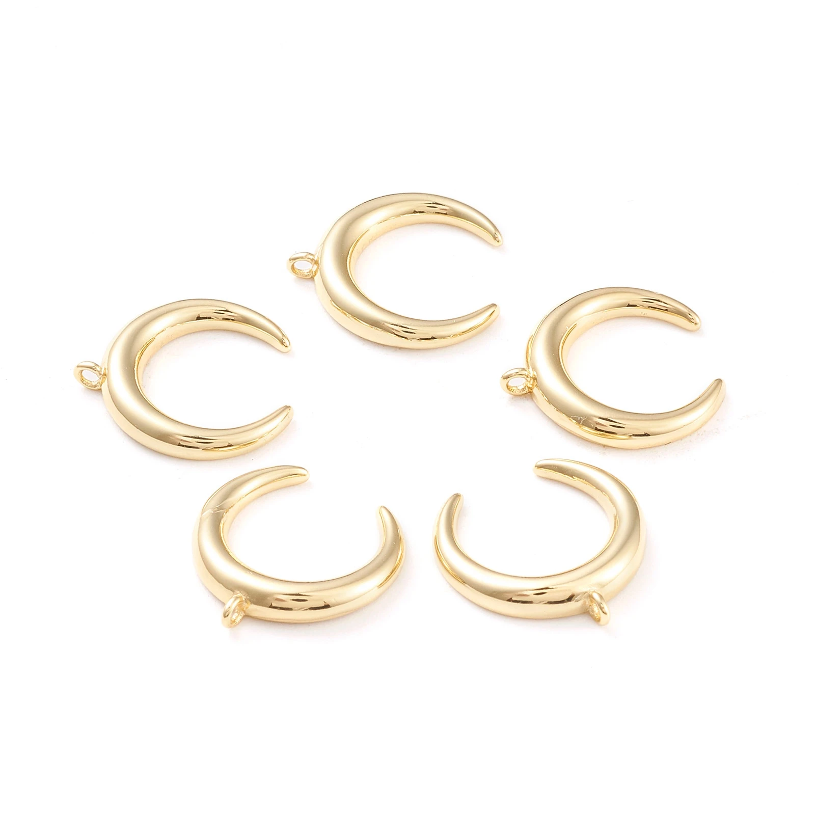 

Pandahall Crescent Moon Long Lasting Plated Brass Charms, Real 18k gold plated