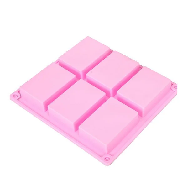 

Wholesale Non-Stick Durable Rectangle 6 Holes Cavity Silicone Soap Molds for DIY Homemade Craft