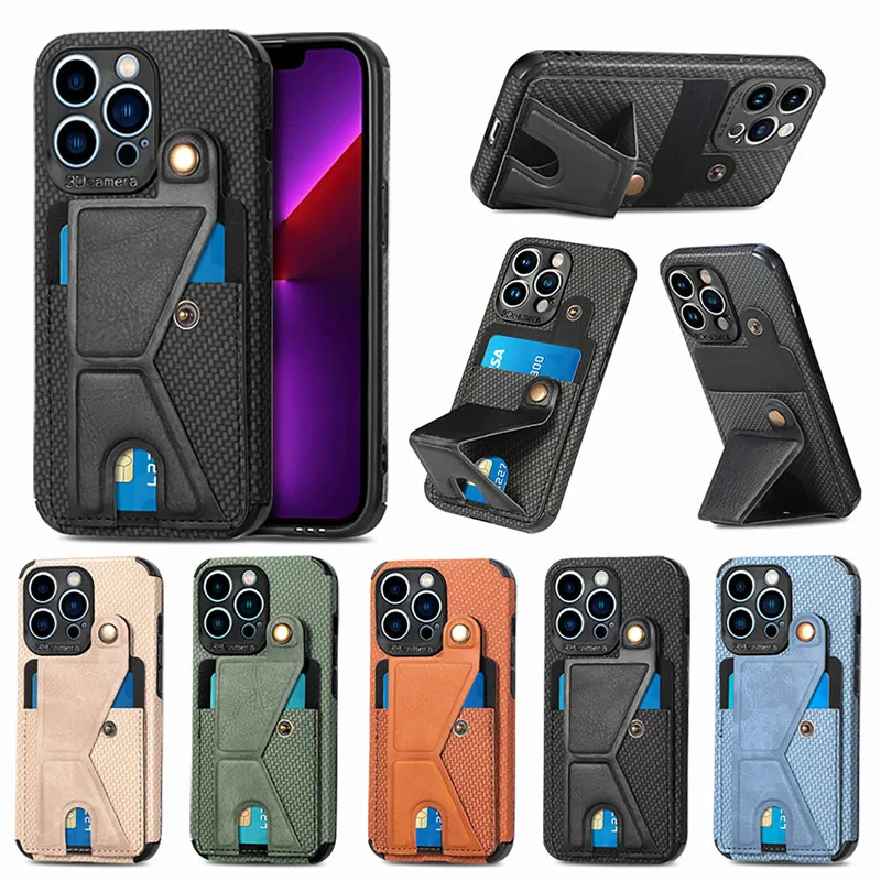 

Magnetic Shockproof PU Phone Cases For iPhone 15 14 Pro Max 13 12 Mini 11 XR XS Max X 8 7 Plus Multi-angle Card Slot Card Bag