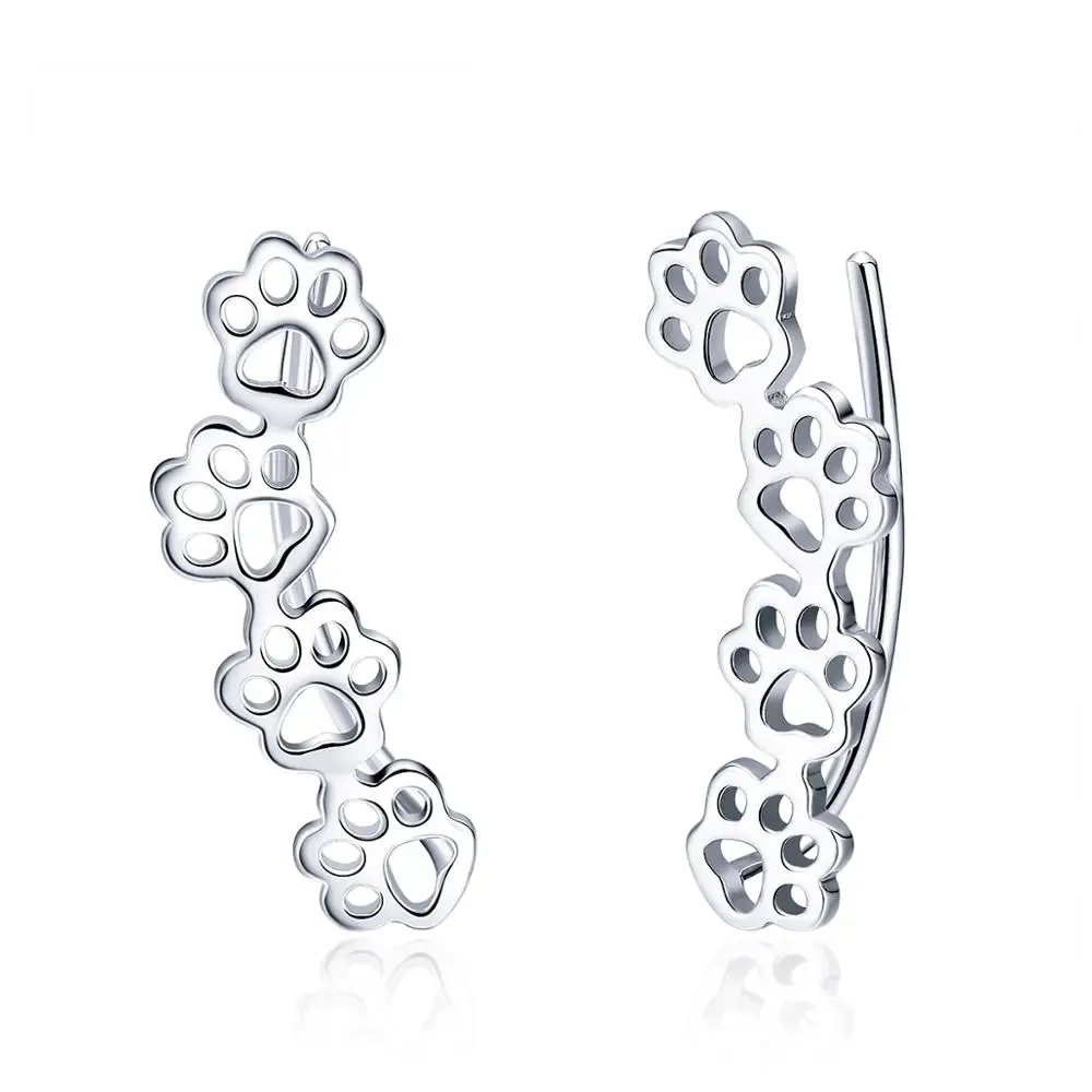 

New Arrival Paw Trail Cat And Dog Footprints 925 Sterling Silver Stud Earrings