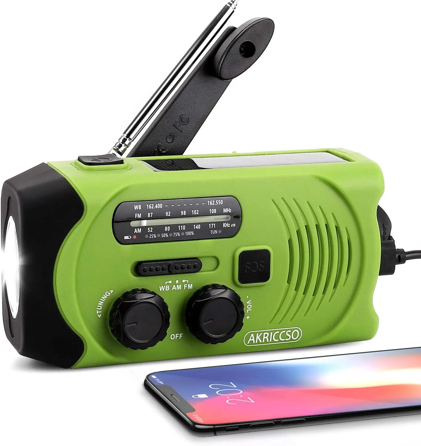 

Solar hand Crank flashlight AM/FM/NOAA Portable Outdoor Waterproof Radio with Mobile Charger power bank, Customerzied