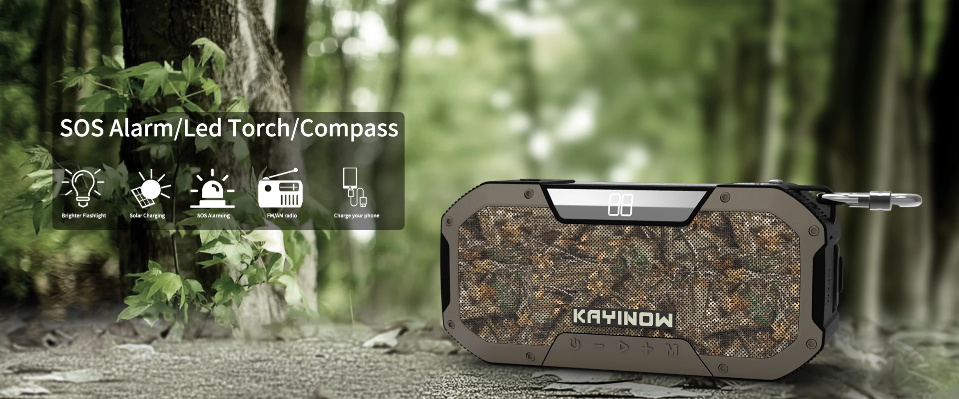 KAYINOW D-77Portable Multifunctional Radio Speakers with Solar Hand Crank Radio Outdoor Waterproof with Flashlight,Power Bank - ANKUX.COM