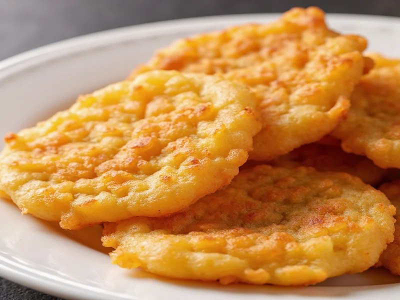 Crispy golden homemade hash browns served on white plate