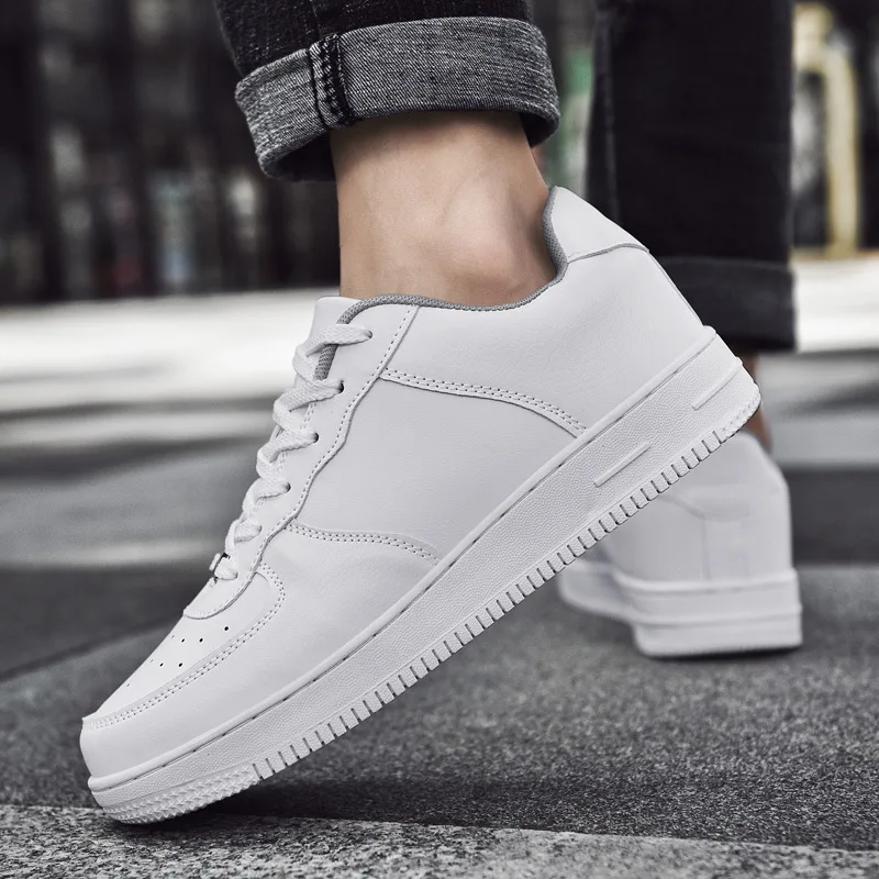 

sneaker manufacturer Latest Sport Breathable Leather Made White Flat Sneakers Black Casual Shoes Men and Women, As picture and also can make as your request