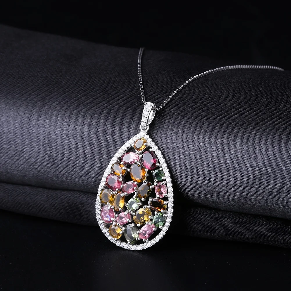 

Abiding Custom Made 925 Sterling Silver Pendant Natural Tourmaline Gemstone Women Jewellery, Picture
