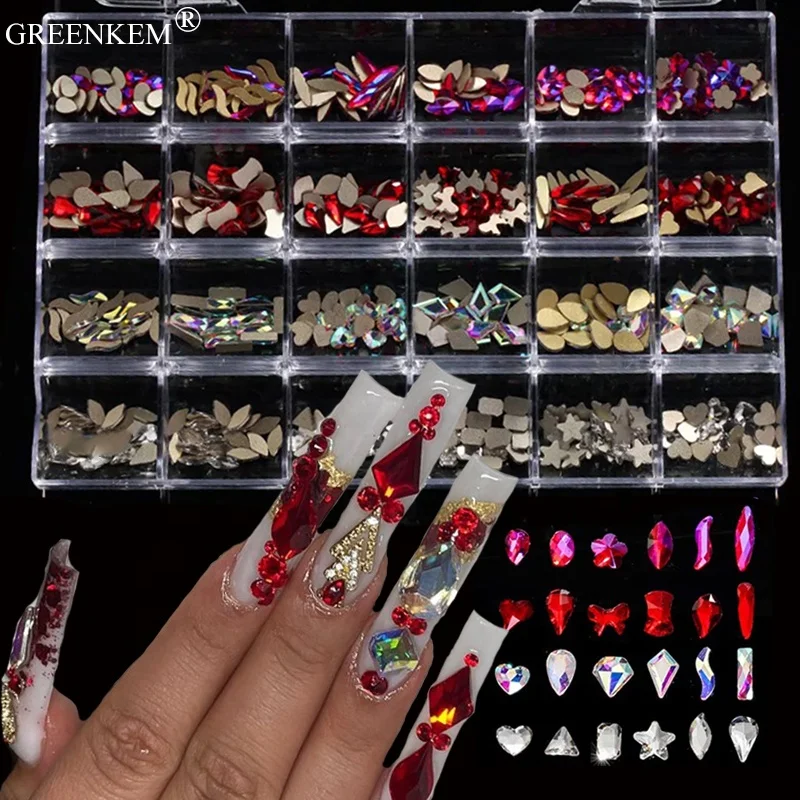 

Multi Size 3D Luxury Shiny Unfoiled Back Glass Diamond Crystal Nail Stone Design AB Flatback for Decoration Nail Rhinestones