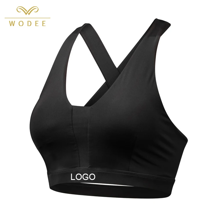 

Custom sports bra crop tops solid color black sexy sports bra, 4 colors or custom