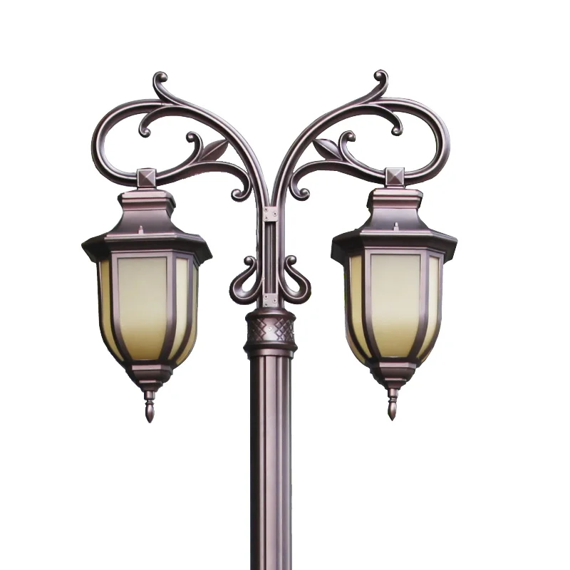 European style decorative vintage courtyard garden outdoor pole mounted luminaire led yard lamp