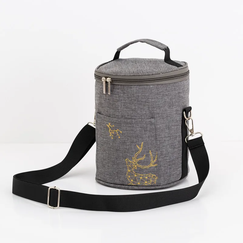 

Factory durable waterproof round shape long strap picnic aluminum foil insulated lined cooler bag for girls, Custom made