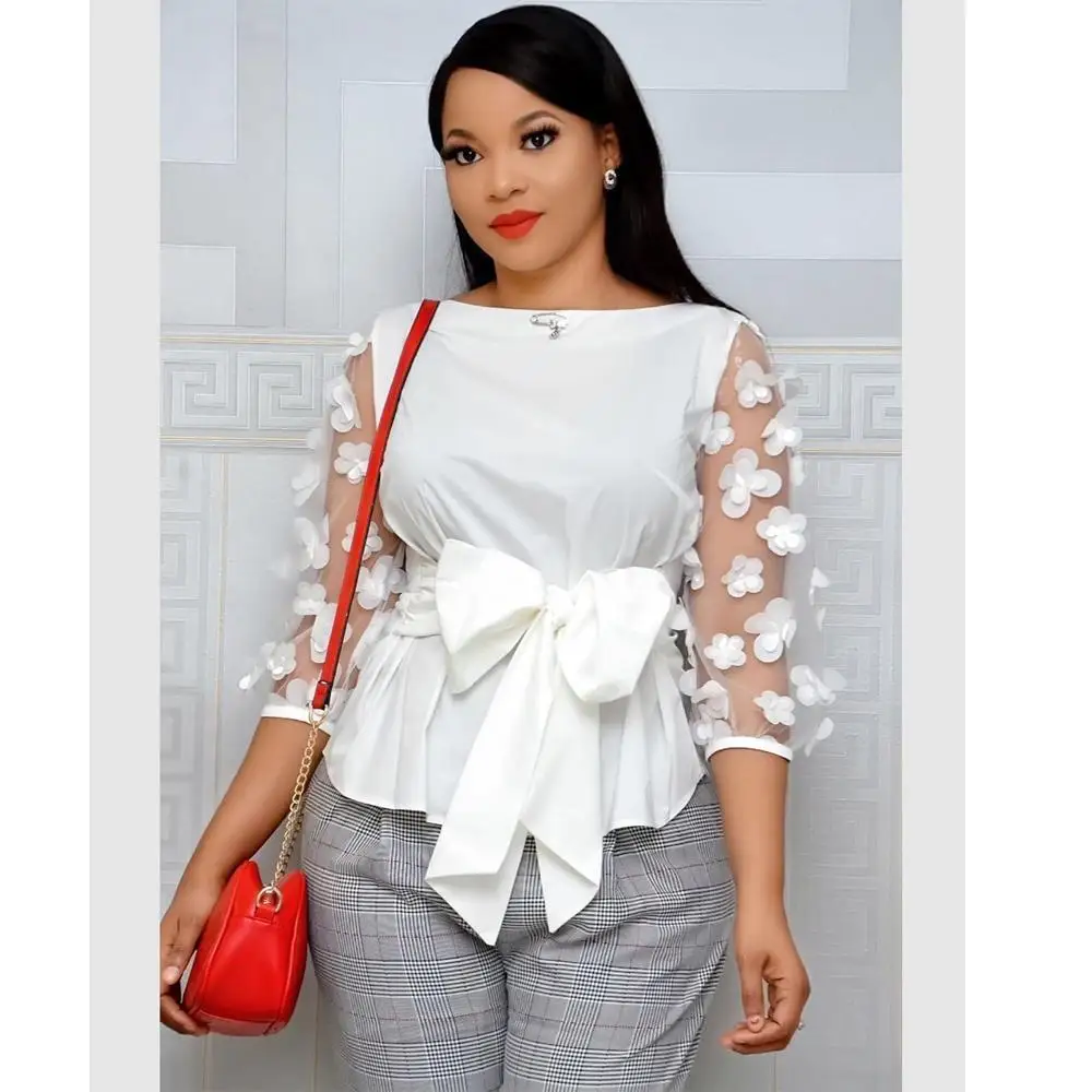 

Plus Size Sexy Ladies Tops Woman Summer Top Bow African Shirts Women