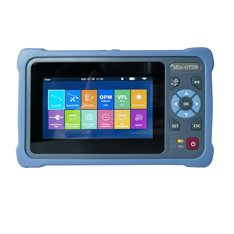 

Handheld Fiber Optic Reflectometer Touch Screen VFL OLS OPM Event Map Ethernet Cable Tester 12 in 1Mini OTDR