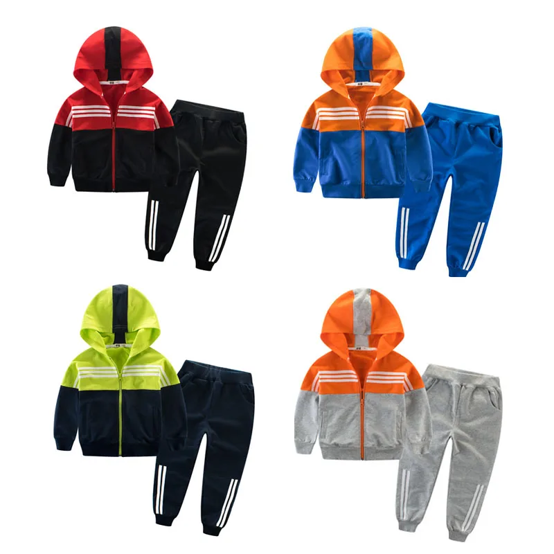 

Wholesale patchwork bigger boy hoodie suit sets fashion two piece kids sport clothing sets for autumn, As picture show