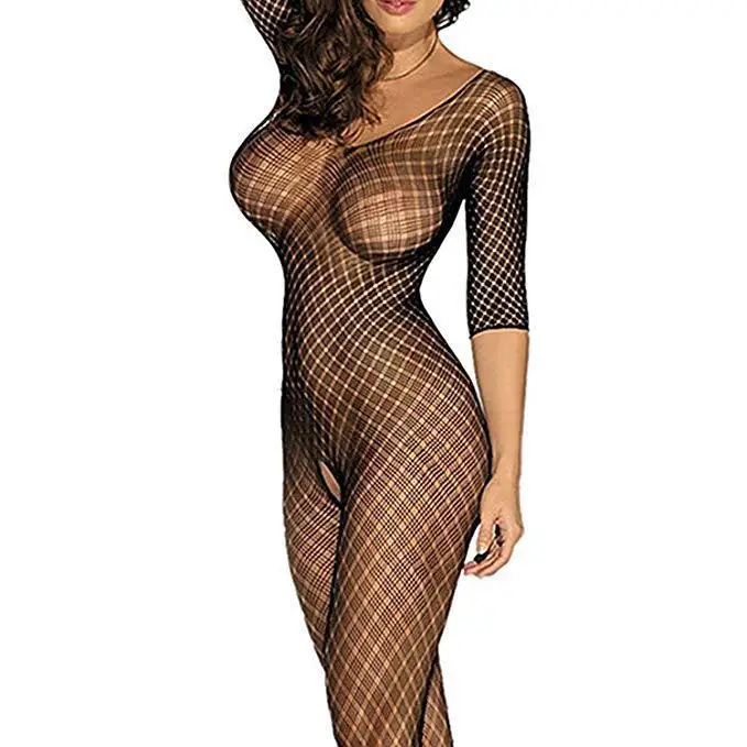 

Plus Size bodystocking Sexy Lingerie Erotic Babydoll fetish body suit Underwear latex catsuit Costumes lenceria mujer crot, Black