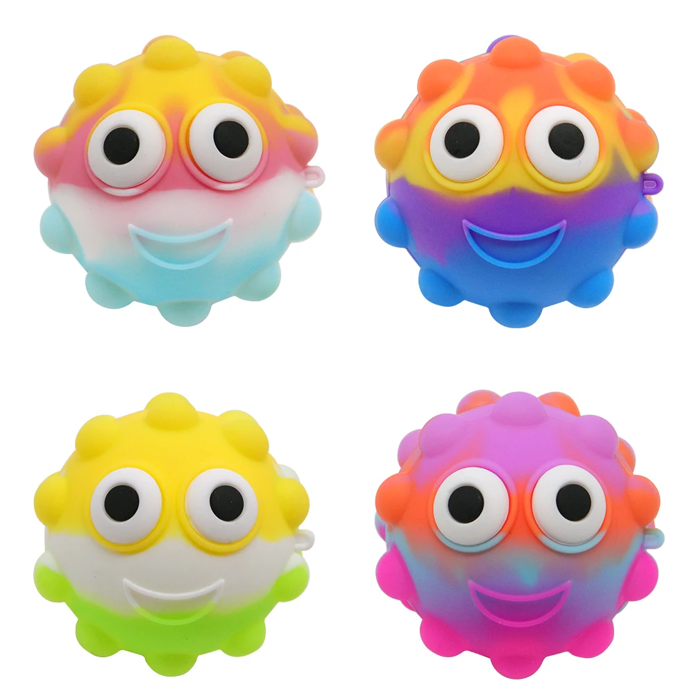 

Beejay 3D Silicone Big Eye Ball Toy DNA Smile Face Pop Fidget Toys Ball Push Bubble Sensory Game Soft Bubble Ball