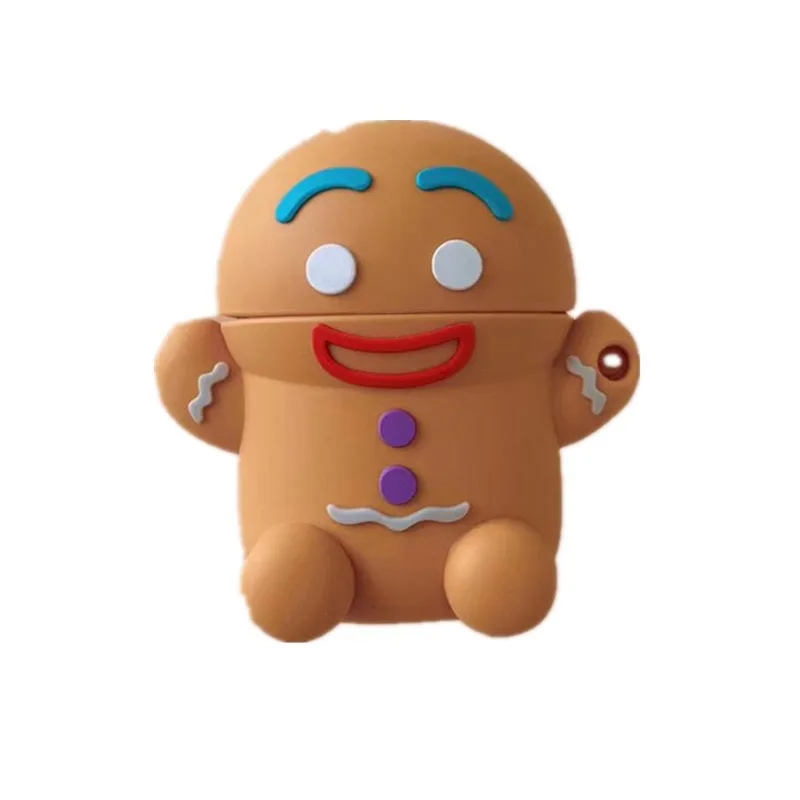 

3D Cute Christmas Gingerbread Man Caribou Silicone Headphone Cases for Apple Airpods 1 2 Funda Headphone Case, 1 colors