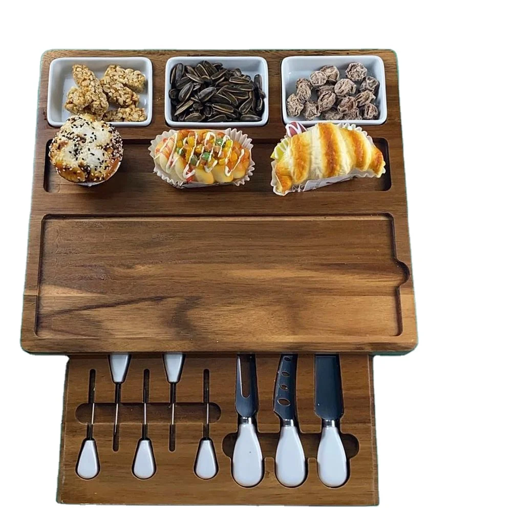 

Charcuterie Cheese Board Knife Cutting Wooden Bamboo Cheese Knife Set Board