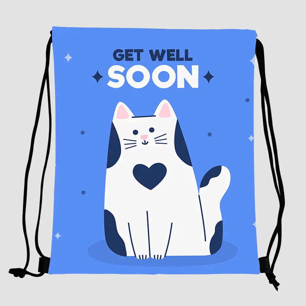 

custom logo cat kids gym string printed polyester backpack drawstring bag