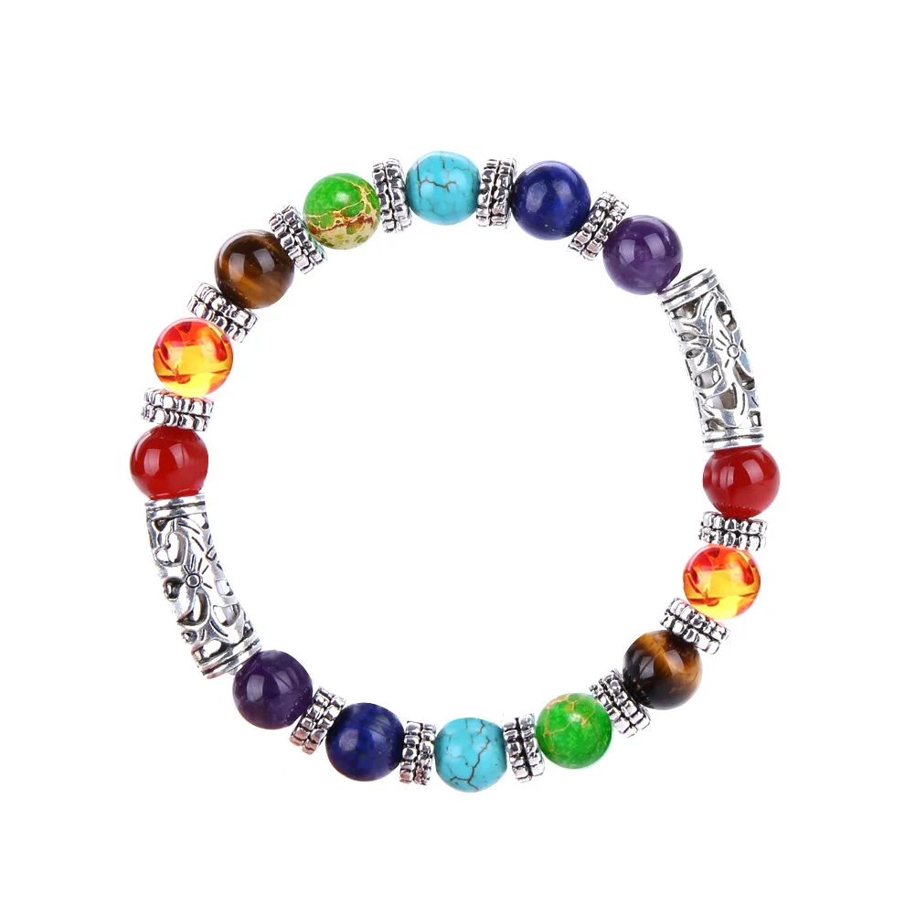 

Bestone Chakra Bracelets for Women 7 Chakras Crystals and Healing Stones Charms 8mm Crystal Bracelet Yoga Beaded Bracelets