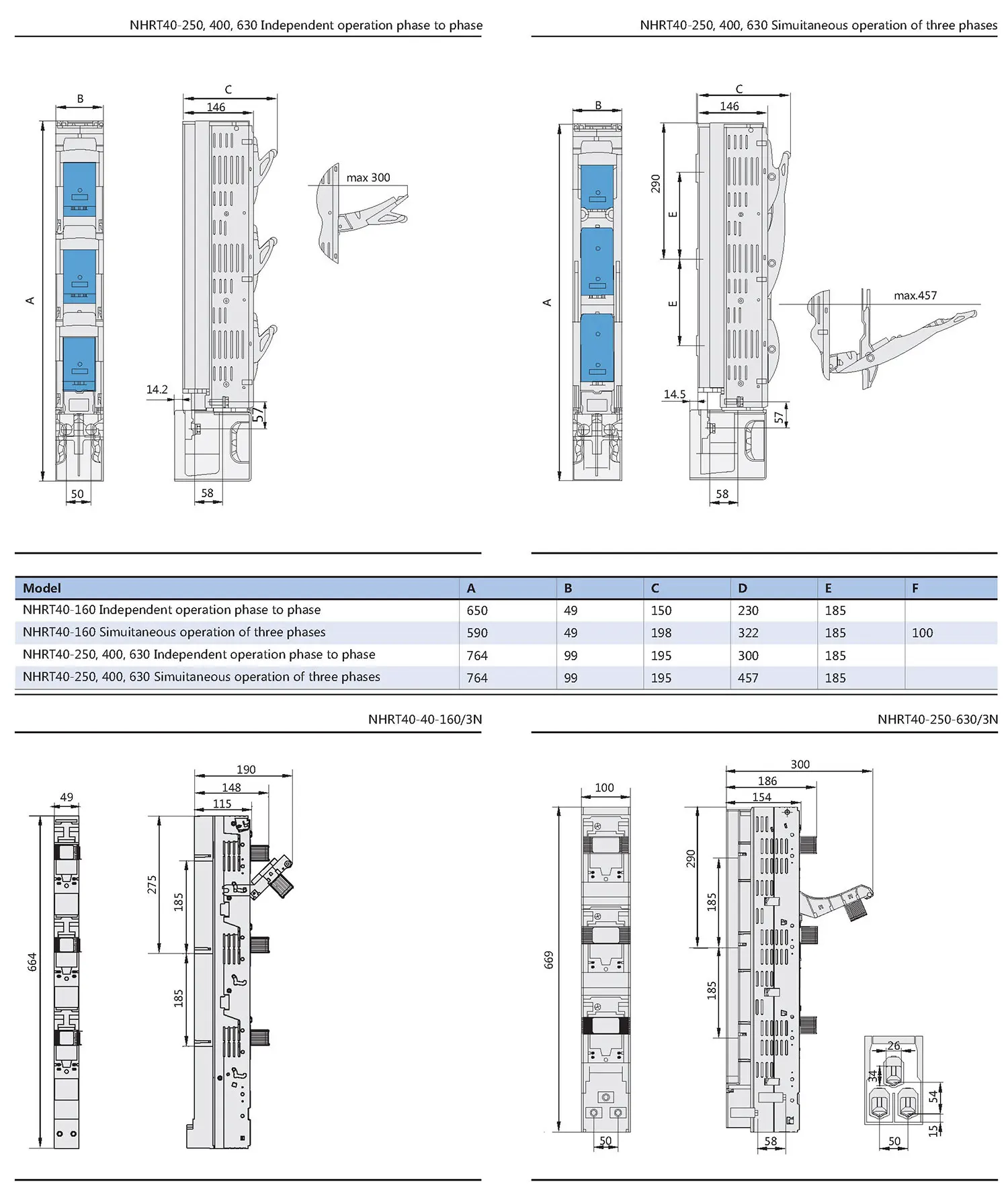 Chint NHRT40 NHRT40-160/3 NHRT40-250/3 NHRT40-400/3 NHRT40-630/3 160A 250A 400A 630A CHNT Vertical Fuse Switch Disconnector