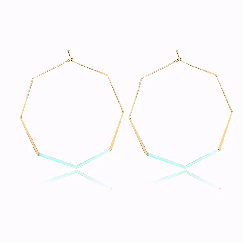 

JUHU New gold pink green special irregular geometric ear buckle simple and small earrings classic metal alloy jewelry for women