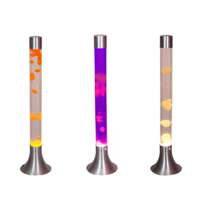 
E14 Colorful green cylindrical fluorescence liquid bubble metal hotel glitter table top floor standing motion lava lamp 